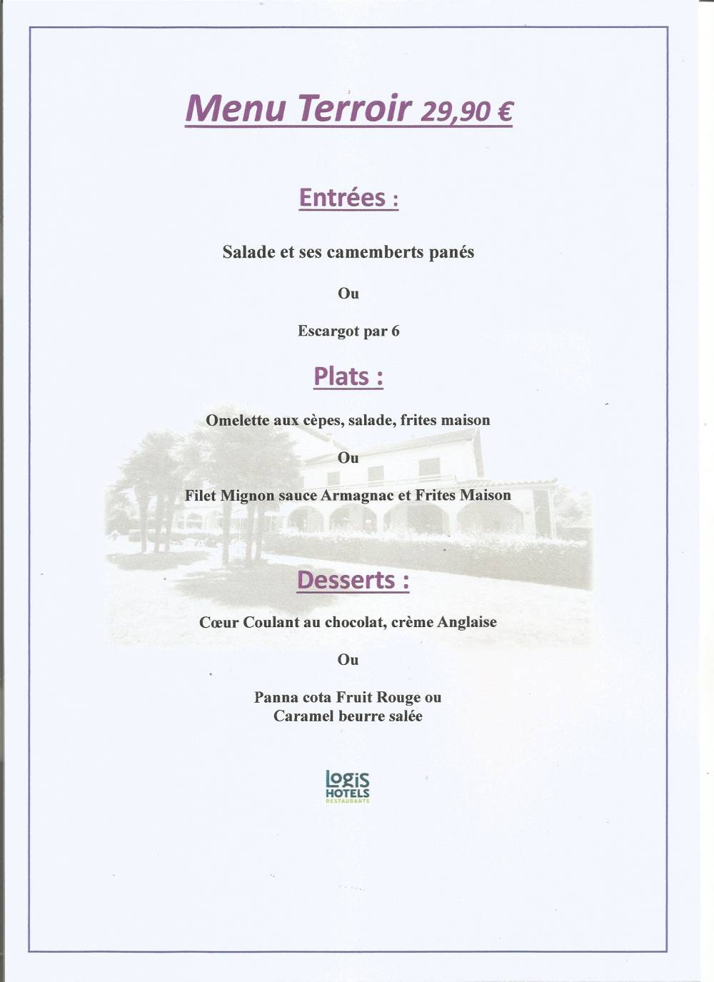 menu 29.90